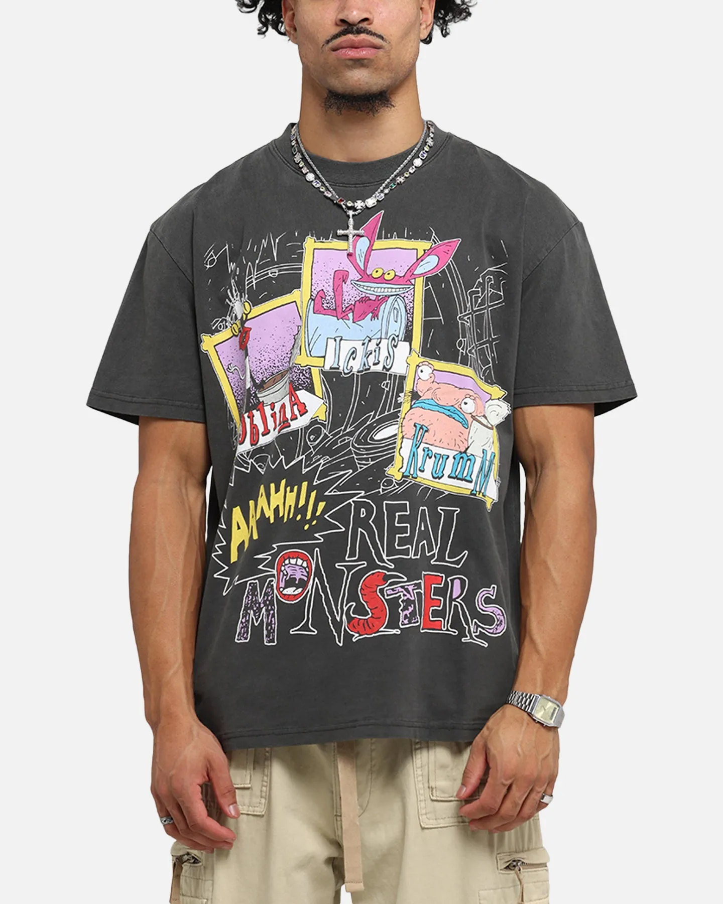 American Thrift x Aaahh!!! Real Monsters Monsters Heavy T-Shirt Black Wash sold by Culture Kings