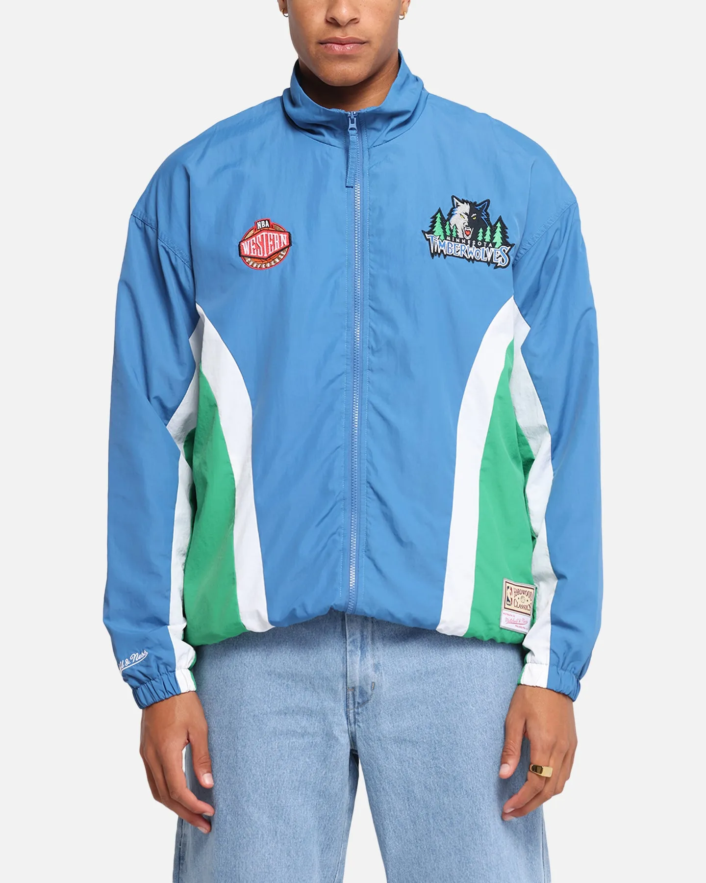 Mitchell & Ness Minnesota Timberwolves Nylon Track Jacket Blue/Green sold by Culture Kings