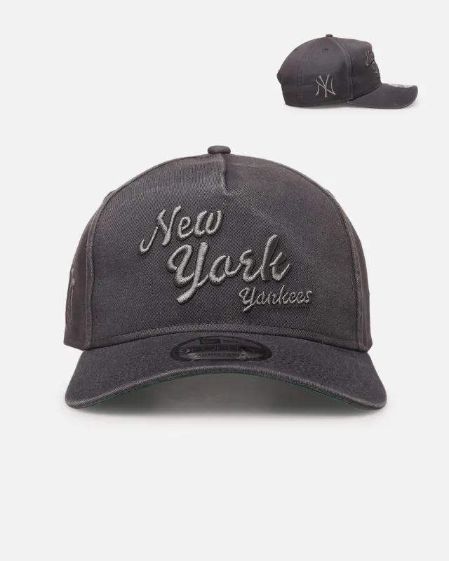 New Era New York Yankees 'Graphite Script' 9FORTY A-Frame Snapback Washed Graphite made by New Era