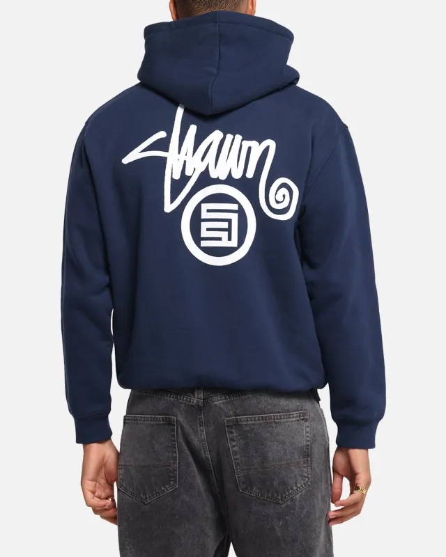 S Double Shawn Dot Zip Through Hoodie Washed Navy sold by Culture Kings