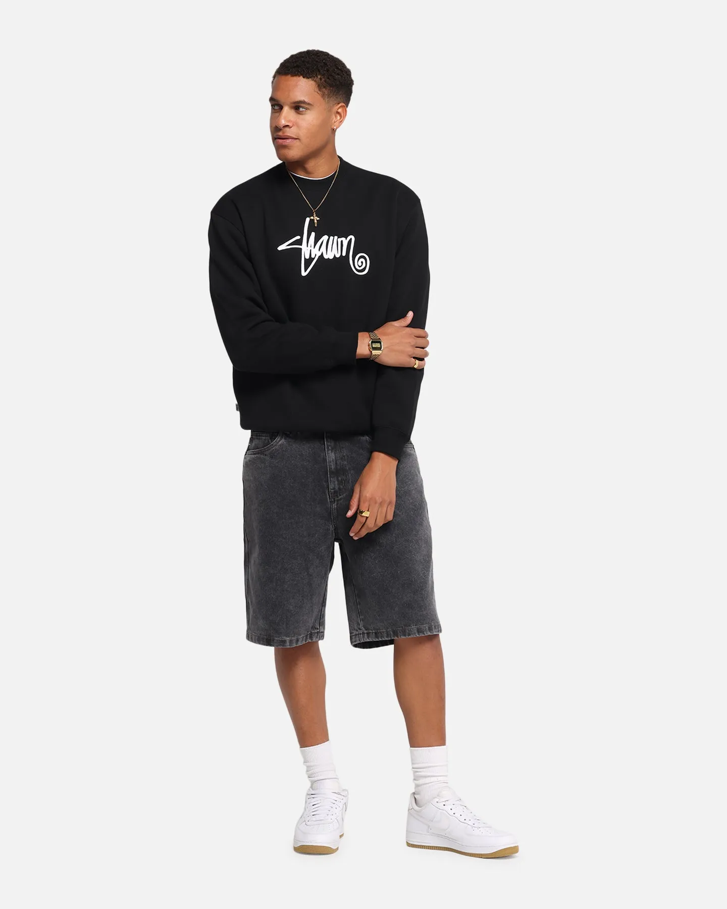 S Double Shawn Script Crewneck Black sold by Culture Kings product image thumbnail 2
