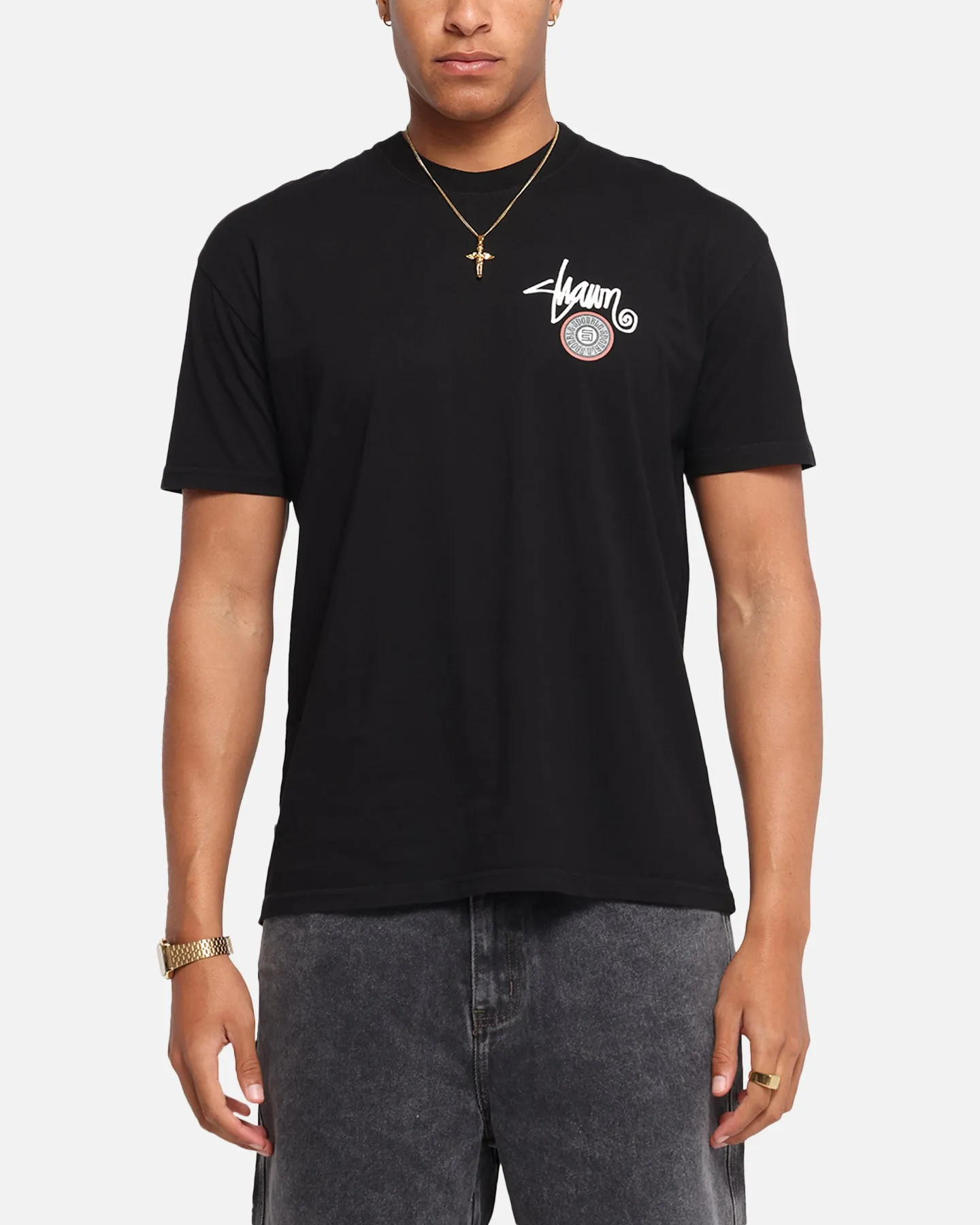 S Double Track Dot T-Shirt Washed Black sold by Culture Kings product image thumbnail 2