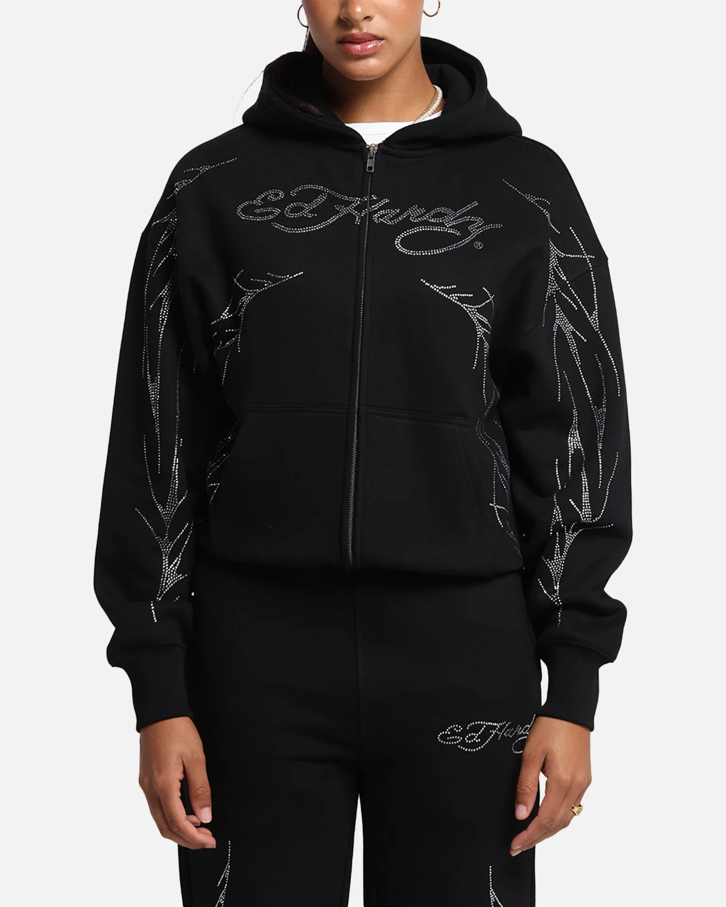 Ed Hardy Cyber Rhinestone Zip-Up Hoodie Black sold by Culture Kings