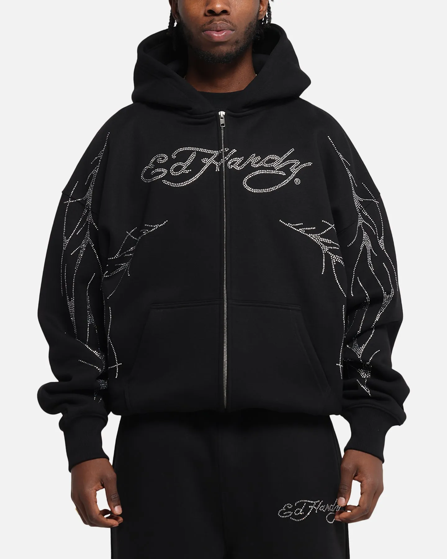 Ed Hardy Cyber Rhinestone Zip-Up Hoodie Black sold by Culture Kings