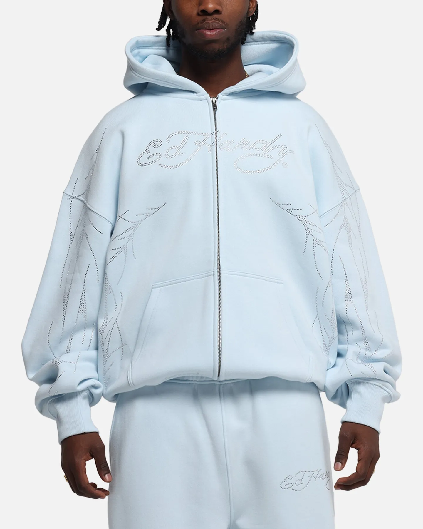 Ed Hardy Cyber Rhinestone Zip-Up Hoodie Light Blue sold by Culture Kings