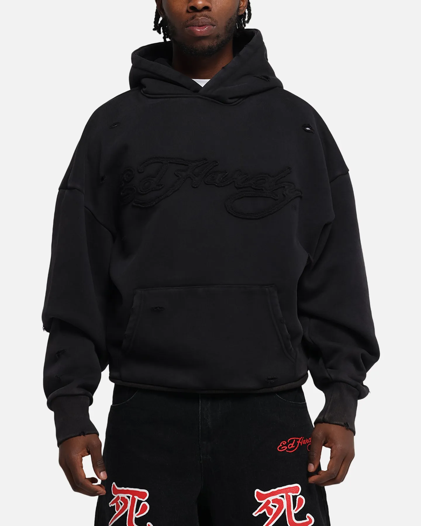 Ed Hardy Distressed Hoodie Black sold by Culture Kings