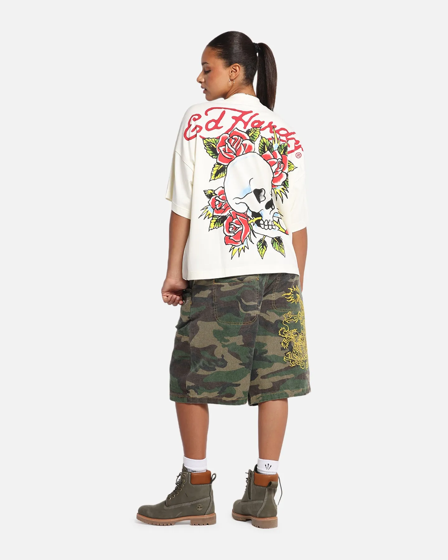 Ed Hardy Rose Skull Oversized Print T-Shirt Off White sold by Culture Kings product image thumbnail 3