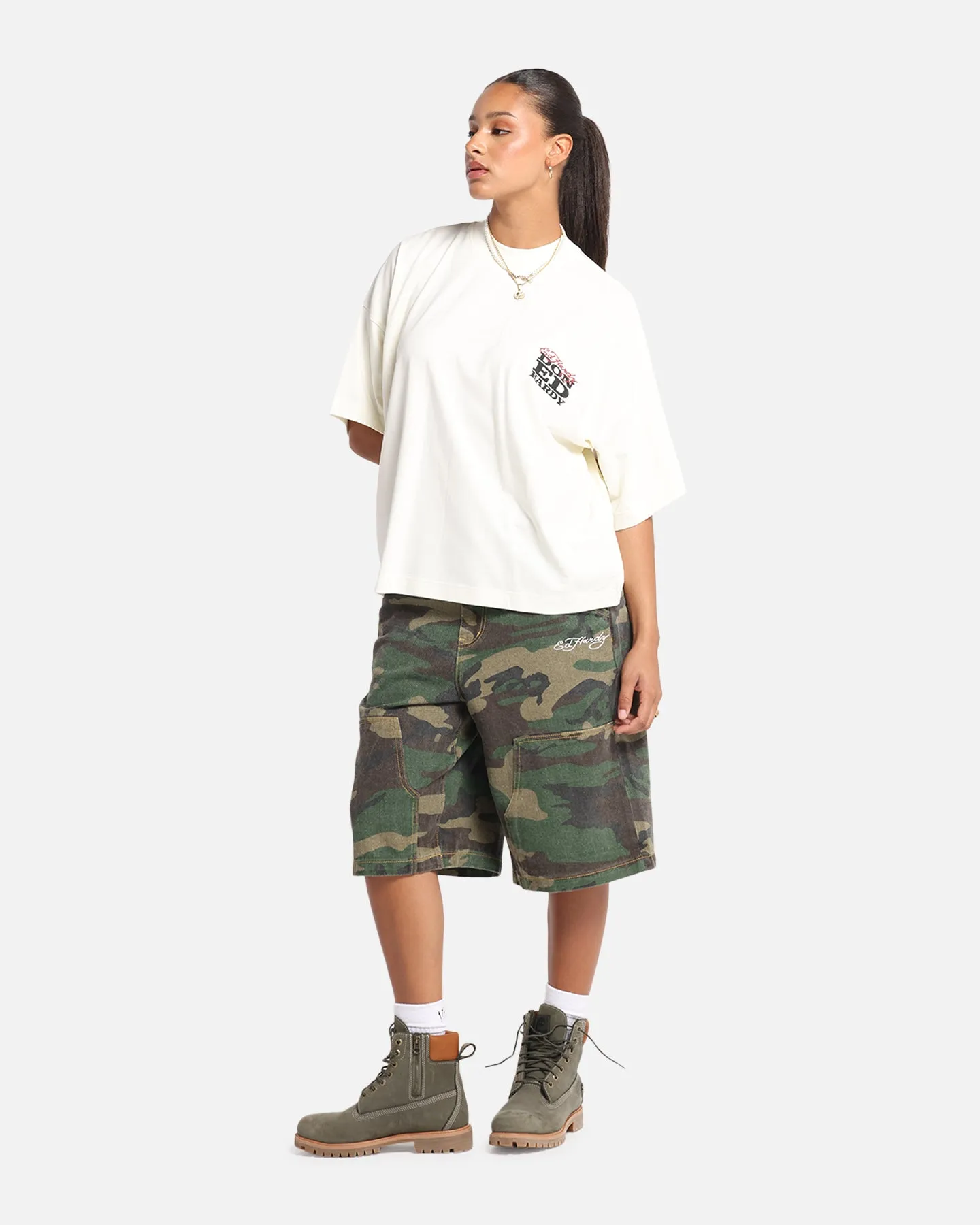 Ed Hardy Rose Skull Oversized Print T-Shirt Off White sold by Culture Kings product image thumbnail 4