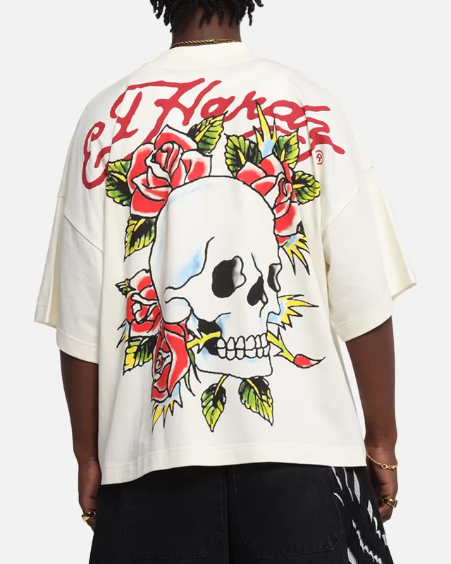 Ed Hardy Rose Skull Oversized Print T-Shirt Off White sold by Culture Kings