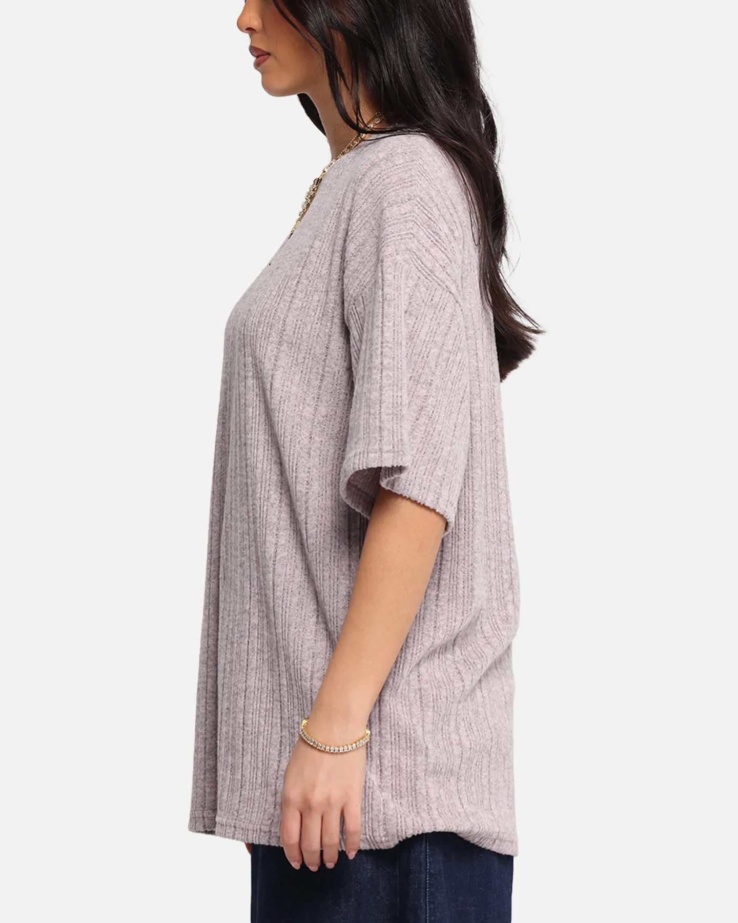 XXIII Rib Knit T-Shirt Pink Marle sold by Culture Kings product image thumbnail 5