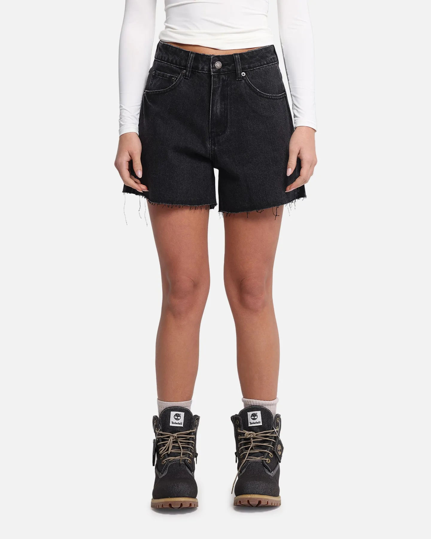 XXIII Women's High Cut A-Line Denim Shorts Washed Black sold by Culture Kings