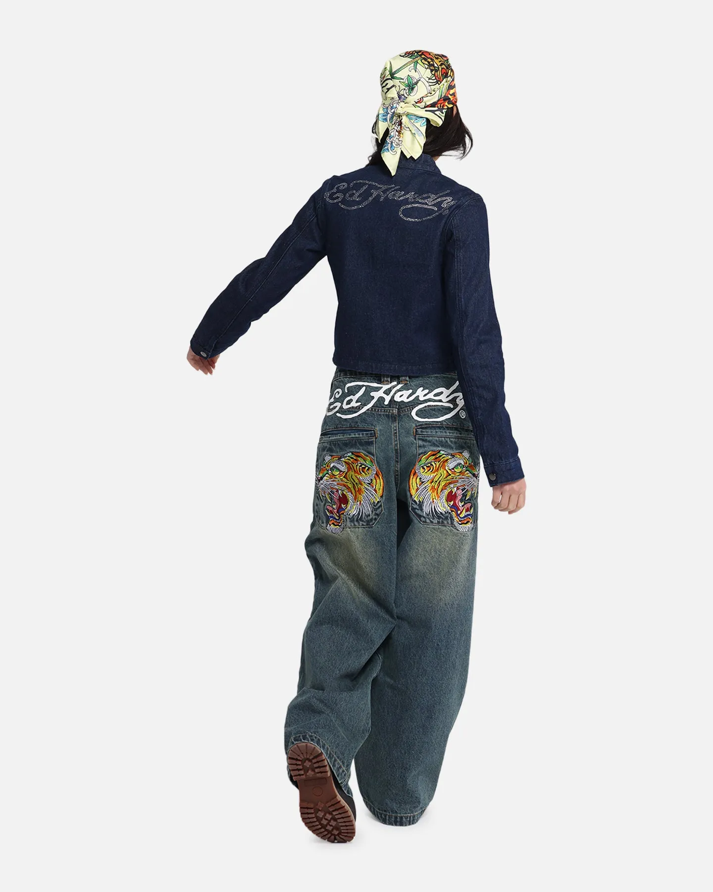 Ed Hardy Women's Cropped Denim Biker Jacket Indigo Denim sold by Culture Kings product image thumbnail 3