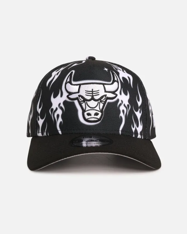 New Era Chicago Bulls 'Crown Flames' 9OFRTY A-Frame Snapback Black/White sold by Culture Kings