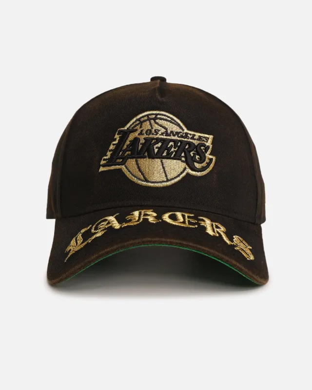 New Era Los Angeles Lakers 'Washed Gothic Visor' 9OFRTY A-Frame Snapback Black made by New Era