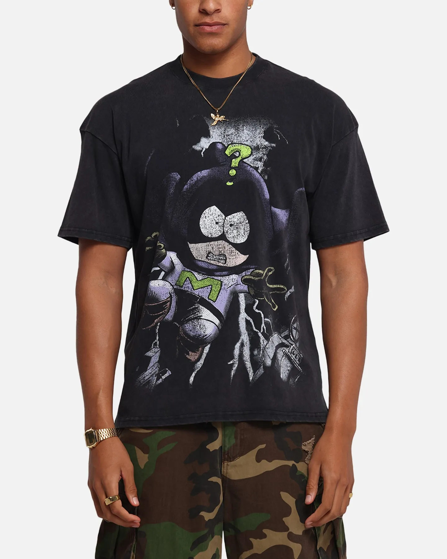 73Studio X South Park Mysterion Vintage T-Shirt Black Acidwash sold by Culture Kings