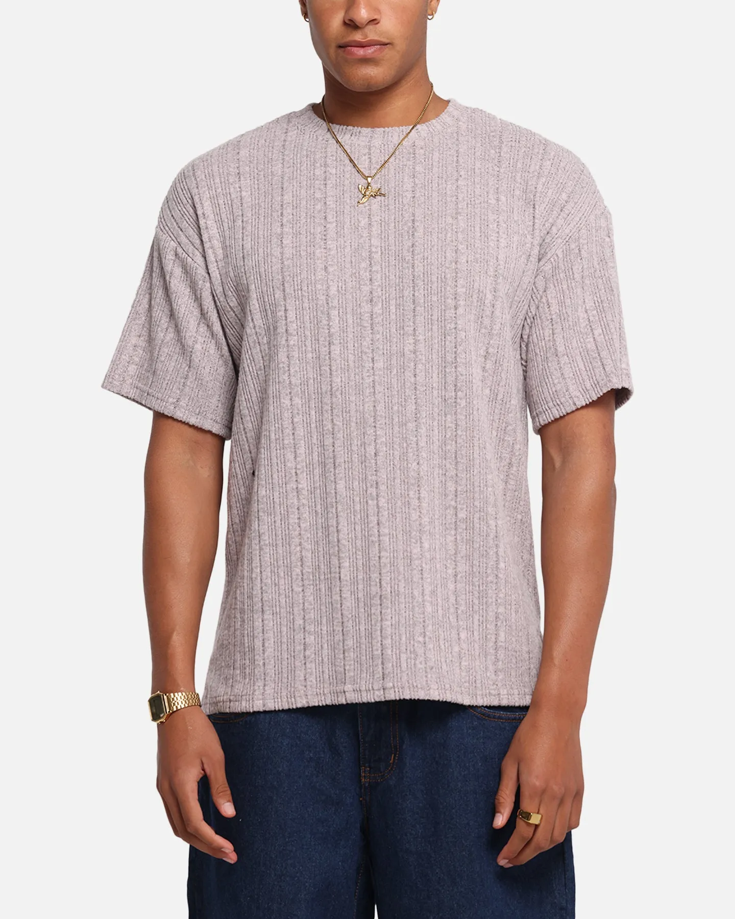 XXIII Rib Knit T-Shirt Pink Marle sold by Culture Kings