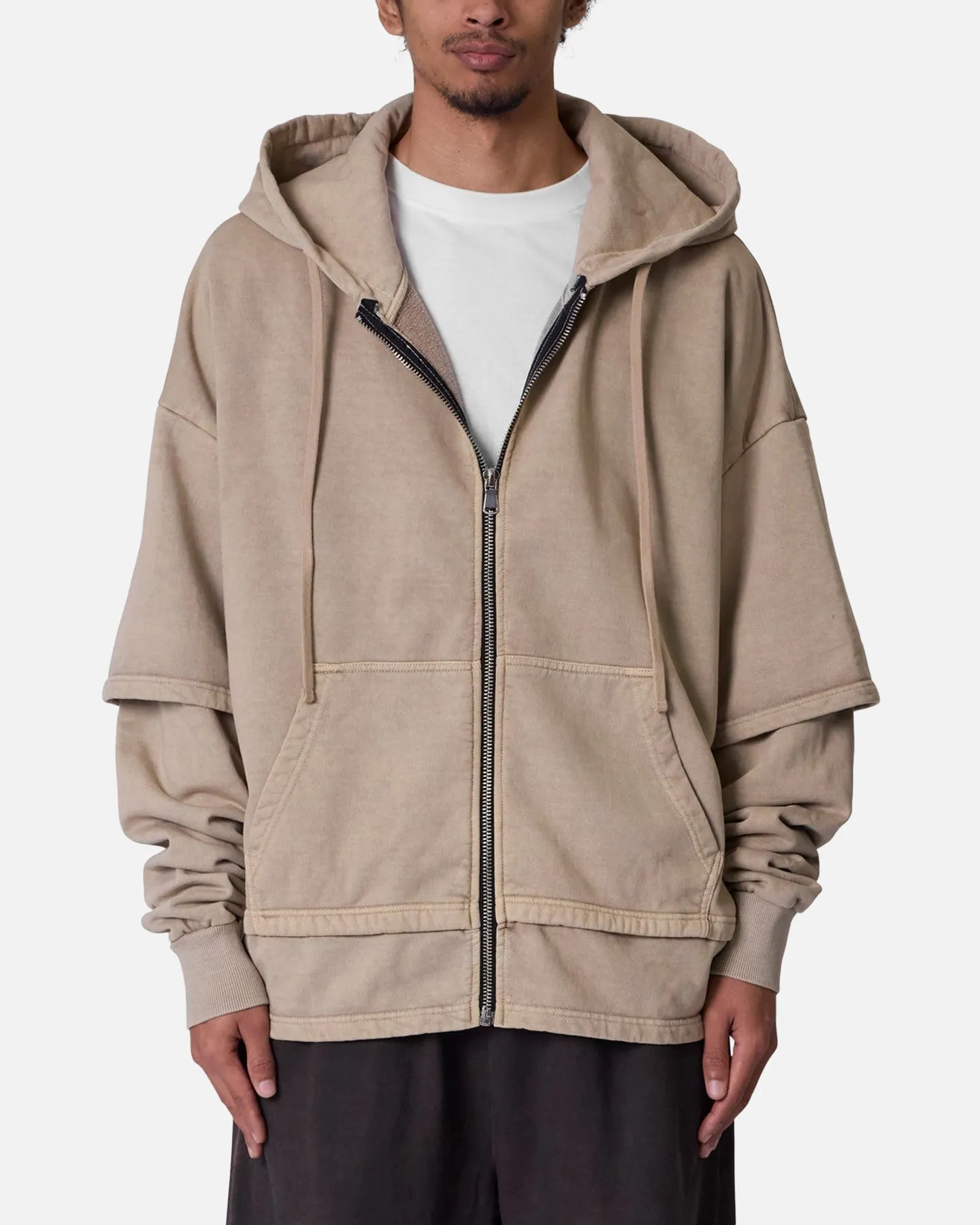 MNML Double Layer Zipper Sweater Washed Earth sold by Culture Kings