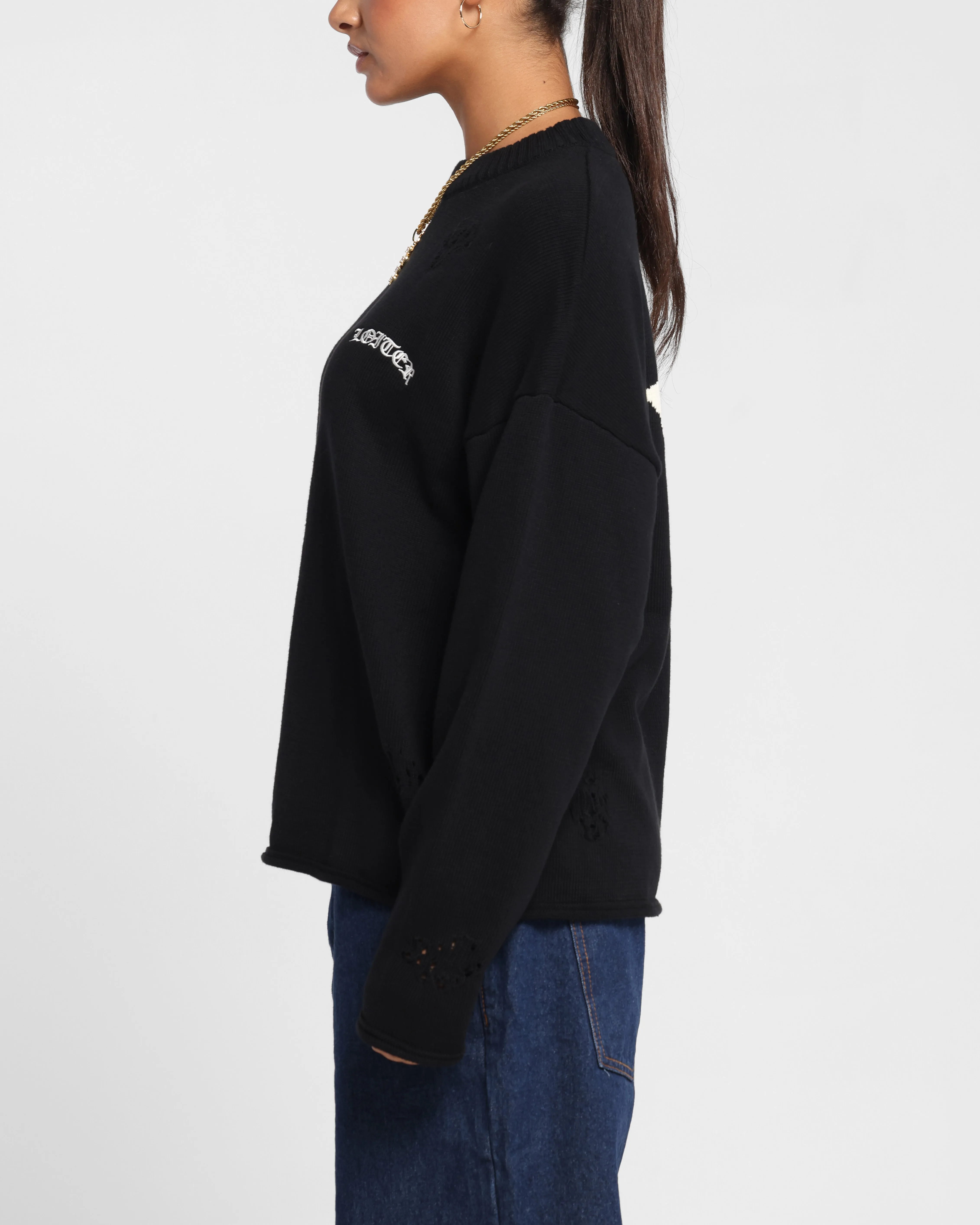 Loiter Chopper Long Sleeve Knitted Sweater Black sold by Culture Kings product image thumbnail 3