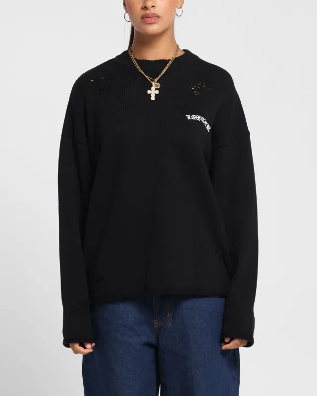 Loiter Chopper Long Sleeve Knitted Sweater Black made by Culture Kings