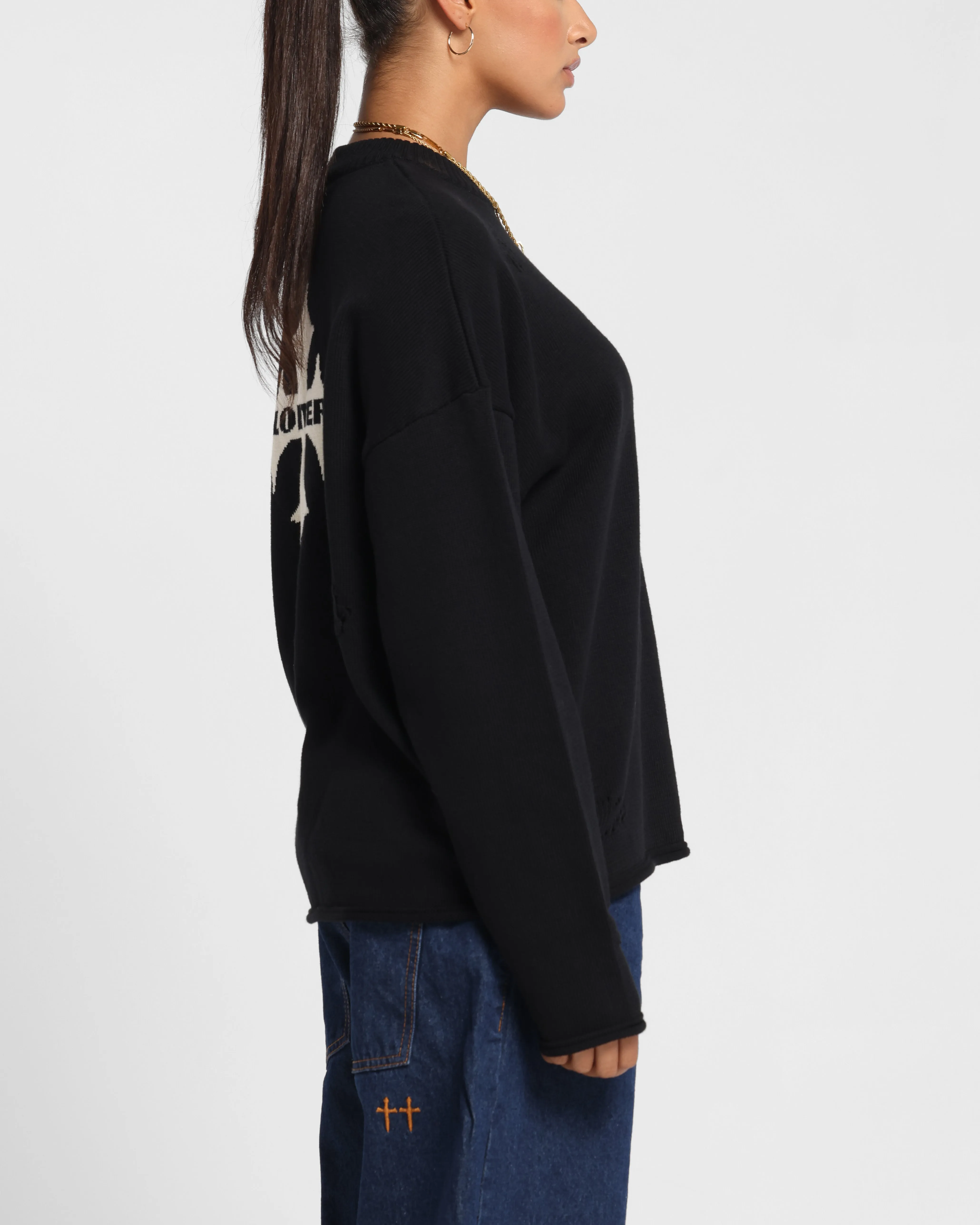 Loiter Chopper Long Sleeve Knitted Sweater Black sold by Culture Kings product image thumbnail 2