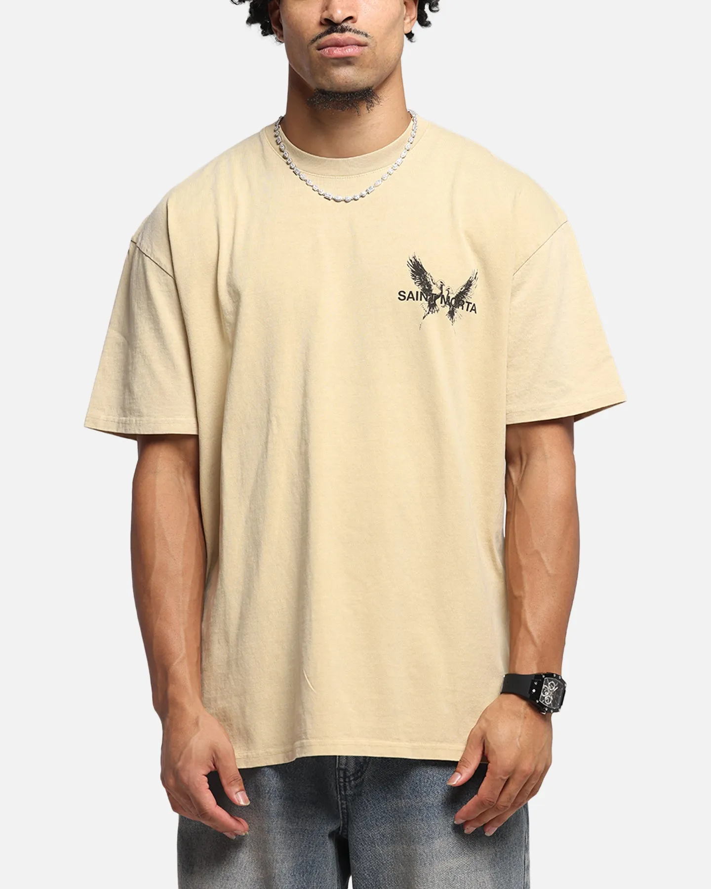 Saint Morta Black Doves Boxy T-Shirt Stone sold by Culture Kings