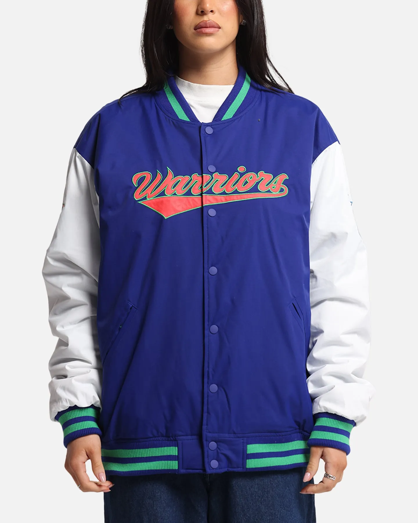 Bleacher Athletic New Zealand Warriors NRL 1908 Baseball Varsity Jacket Official Team Colour sold by Culture Kings