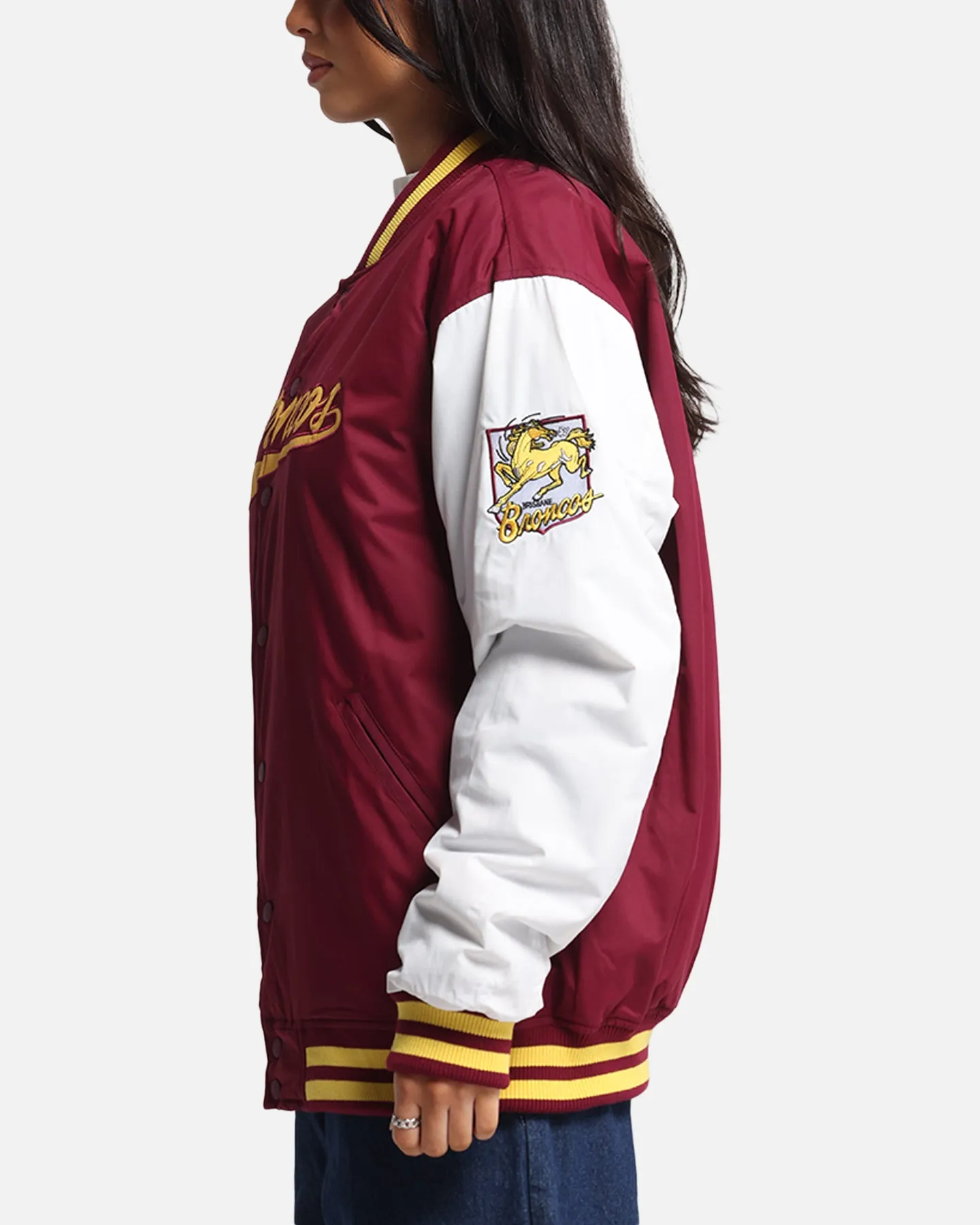Bleacher Athletic Brisbane Broncos NRL 1908 Baseball Varsity Jacket Official Team Colour sold by Culture Kings product image thumbnail 5