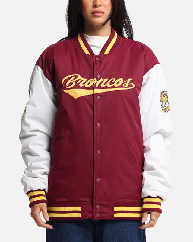 Bleacher Athletic Brisbane Broncos NRL 1908 Baseball Varsity Jacket Official Team Colour sold by Culture Kings