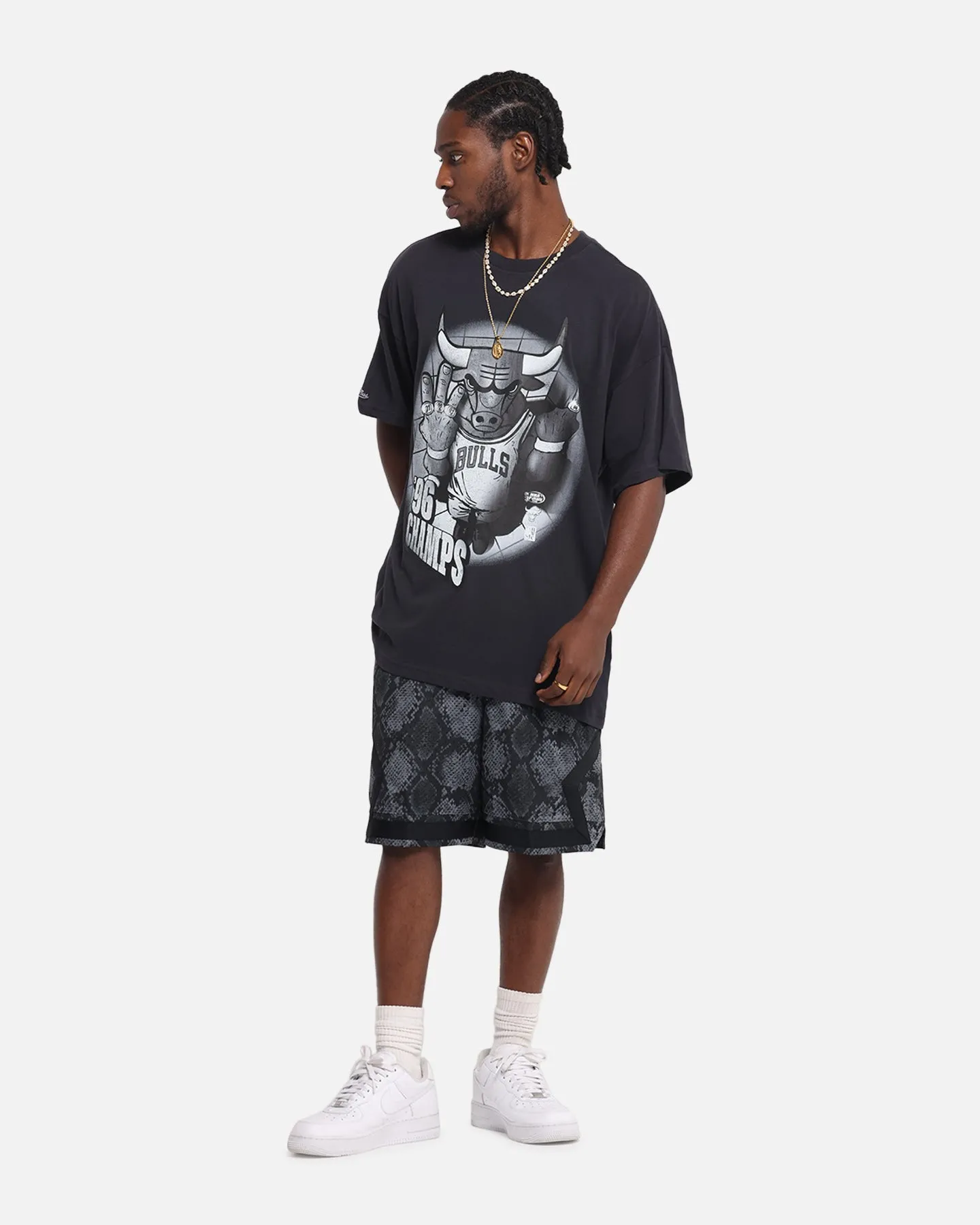 Mitchell & Ness Chicago Bulls 4-Time Champions T-Shirt Overdyed Black sold by Culture Kings product image thumbnail 2