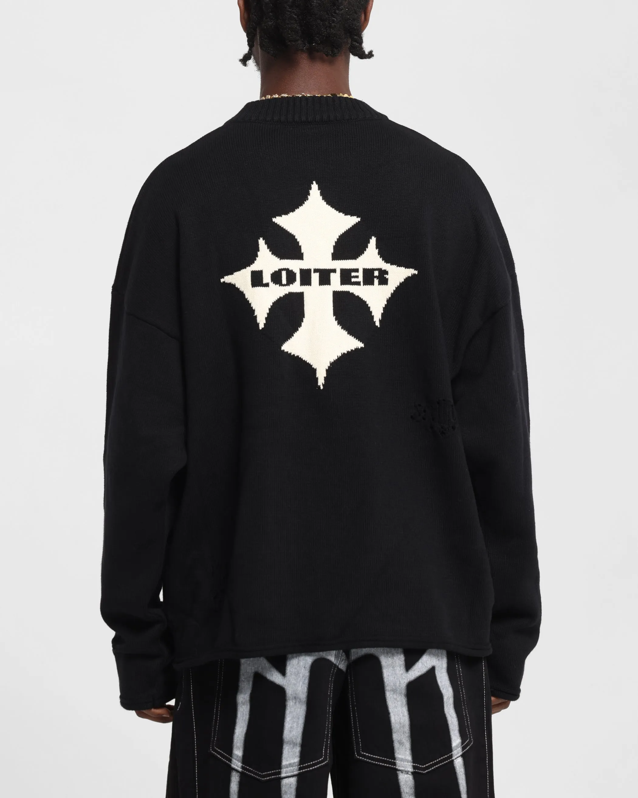 Loiter Chopper Long Sleeve Knitted Sweater Black sold by Culture Kings