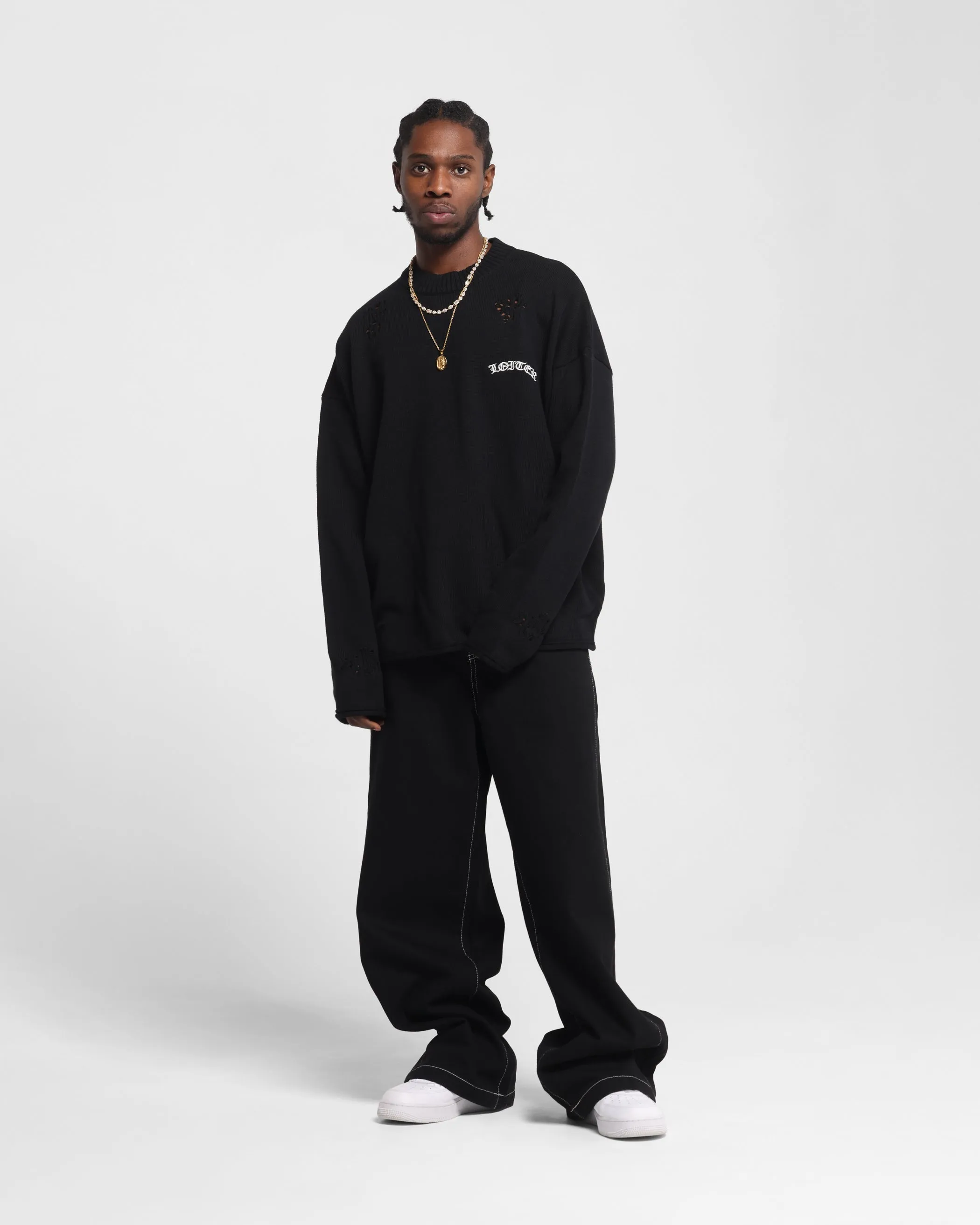 Loiter Chopper Long Sleeve Knitted Sweater Black sold by Culture Kings product image thumbnail 4