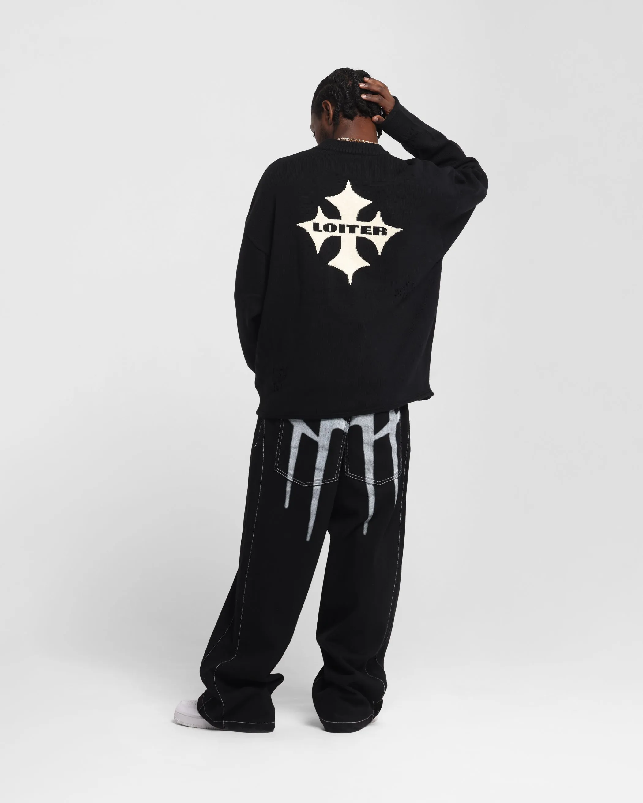 Loiter Chopper Long Sleeve Knitted Sweater Black sold by Culture Kings product image thumbnail 3