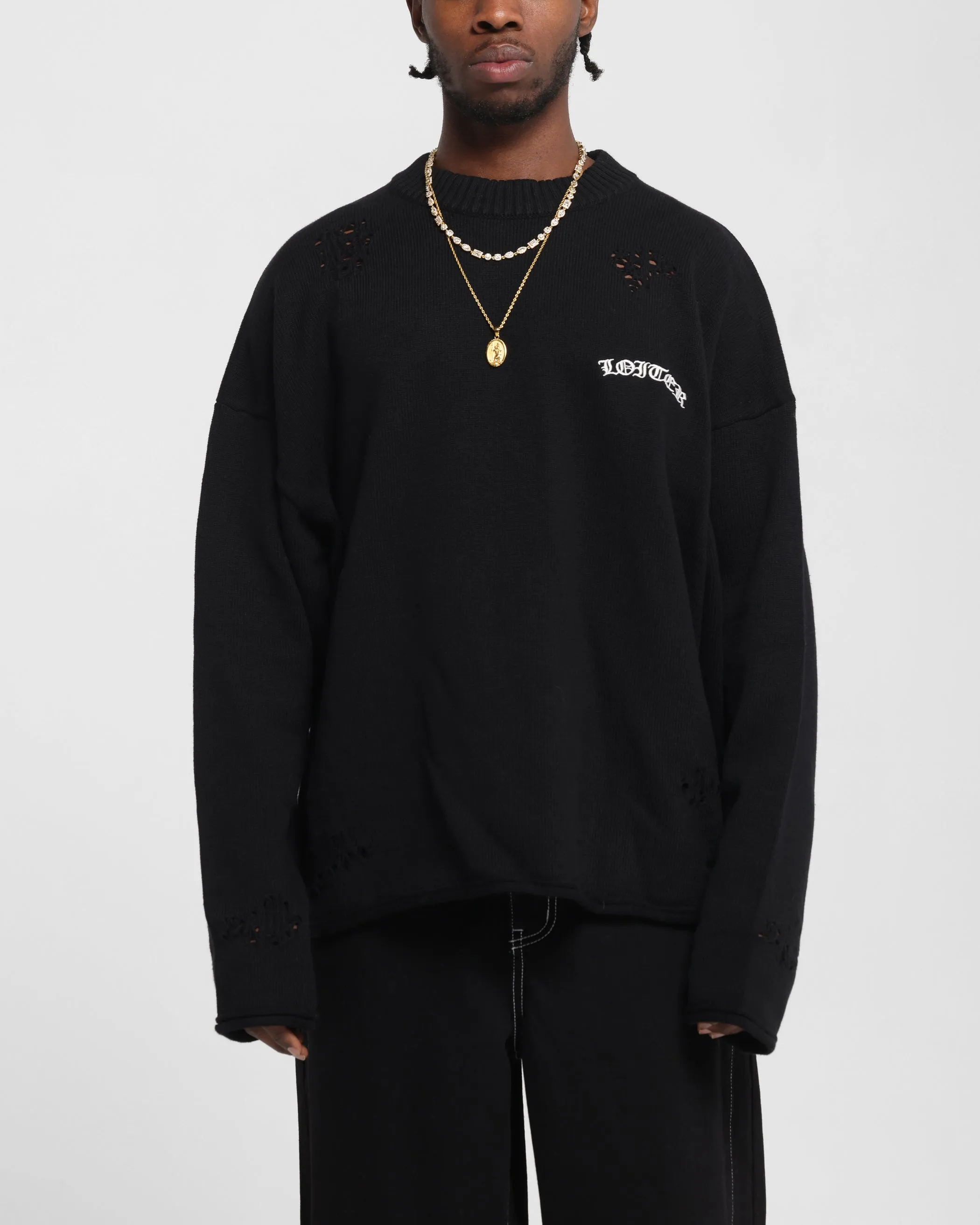 Loiter Chopper Long Sleeve Knitted Sweater Black sold by Culture Kings product image thumbnail 2