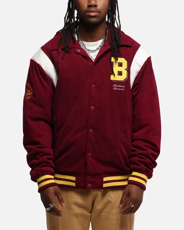 Bleacher Athletic Brisbane Broncos NRL 1908 Corduroy Varsity Jacket Official Team Colour sold by Culture Kings
