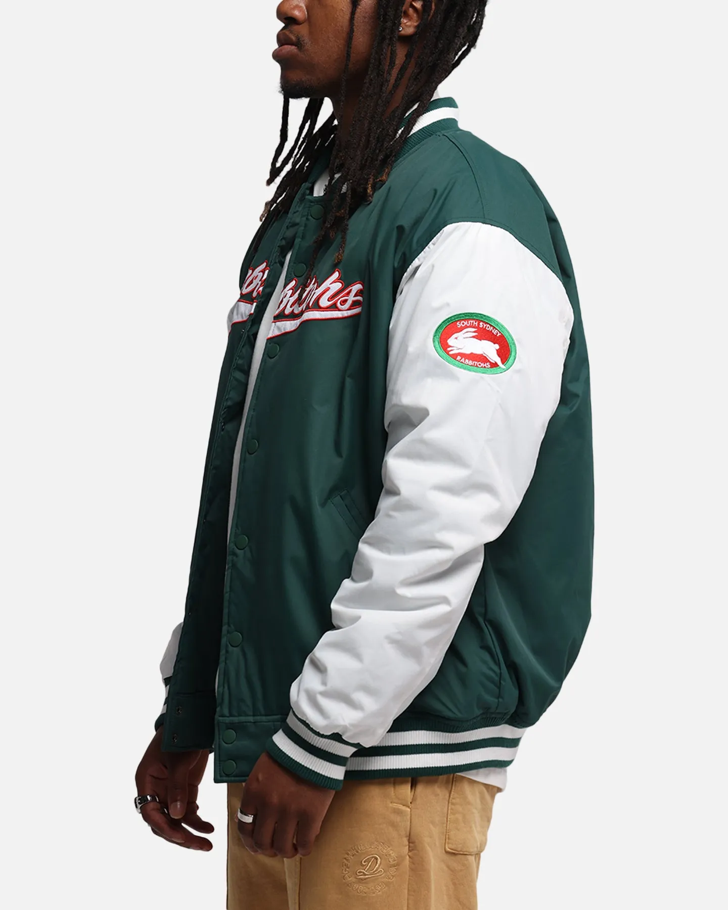 Bleacher Athletic South Sydney Rabbitohs NRL 1908 Baseball Varsity Jacket Official Team Colour sold by Culture Kings product image thumbnail 5