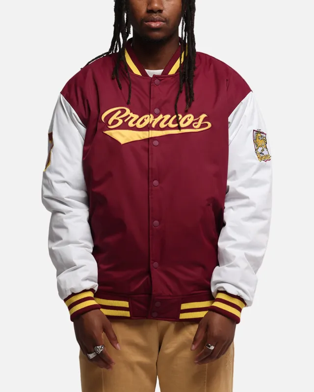 Bleacher Athletic Brisbane Broncos NRL 1908 Baseball Varsity Jacket Official Team Colour sold by Culture Kings