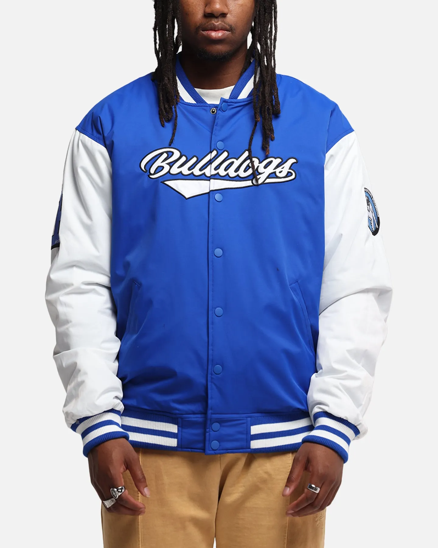 Bleacher Athletic Canterbury-Bankstown Bulldogs NRL 1908 Baseball Varsity Jacket Official Team Colour sold by Culture Kings