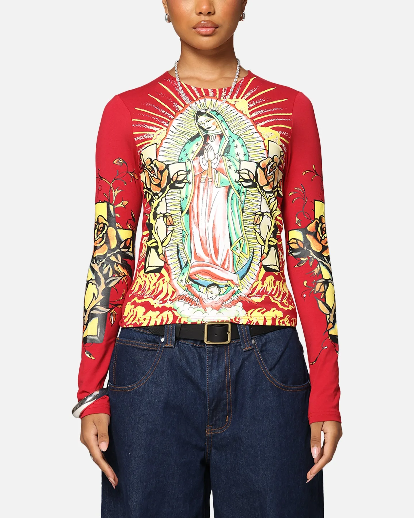Ed Hardy Women's Divine Long Sleeve T-Shirt Red sold by Culture Kings
