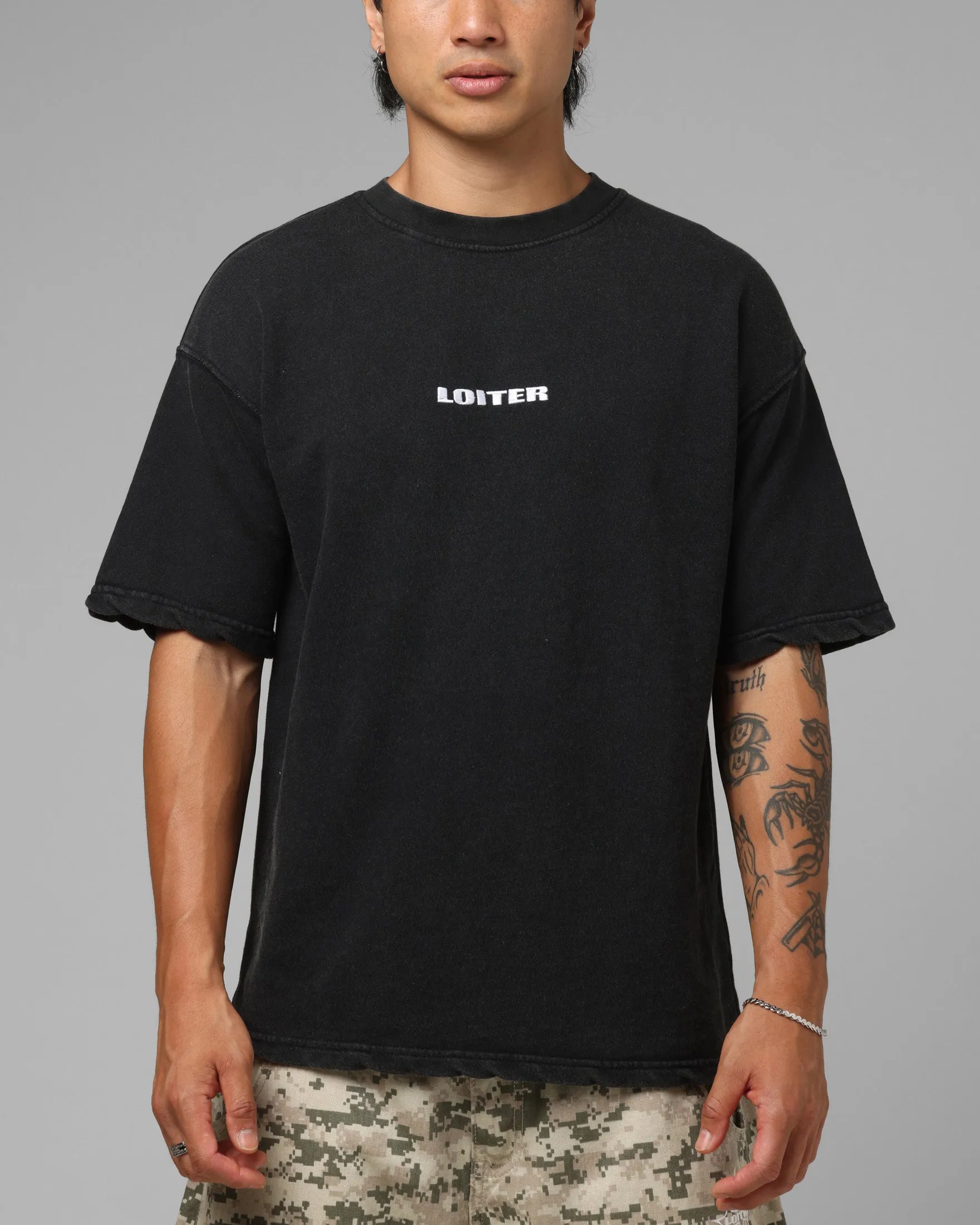 Loiter Script Boxy T-Shirt Washed Black sold by Culture Kings product image thumbnail 2