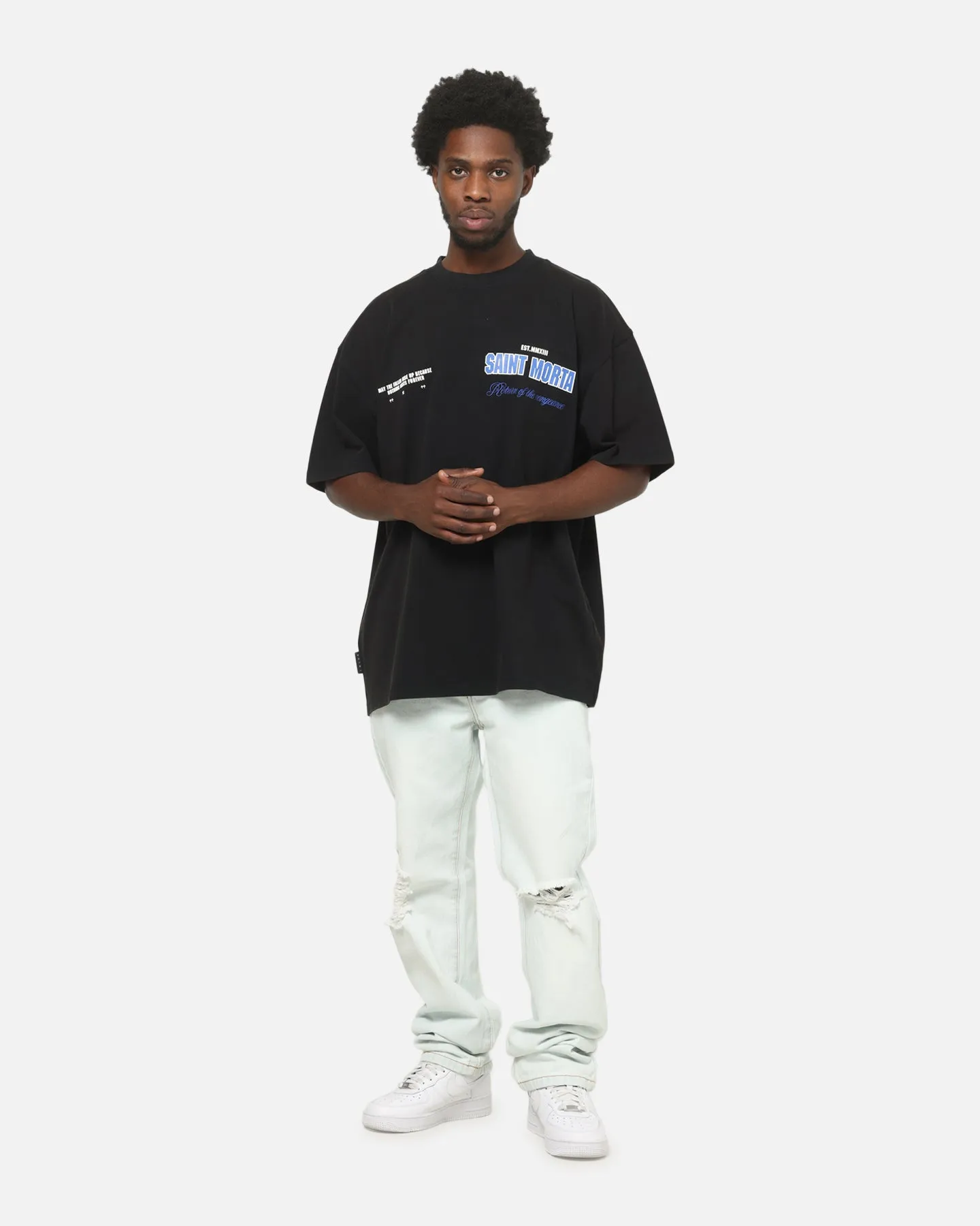 Saint Morta Rise Up Boxy T-Shirt Black Acidwash sold by Culture Kings product image thumbnail 4