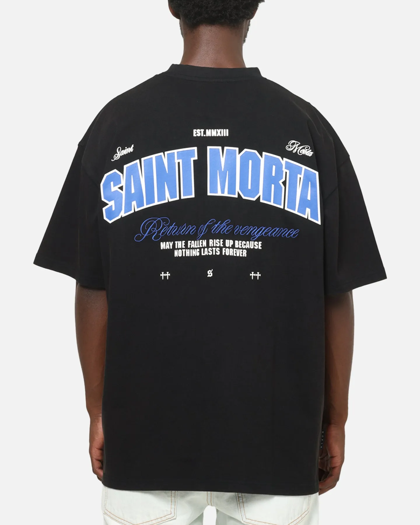 Saint Morta Rise Up Boxy T-Shirt Black Acidwash sold by Culture Kings