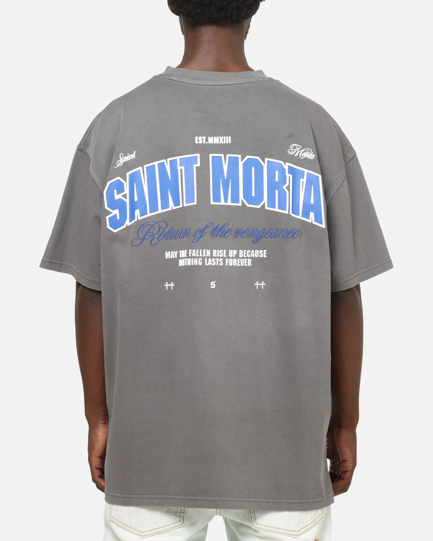 Saint Morta Rise Up Boxy T-Shirt Washed Charcoal sold by Culture Kings