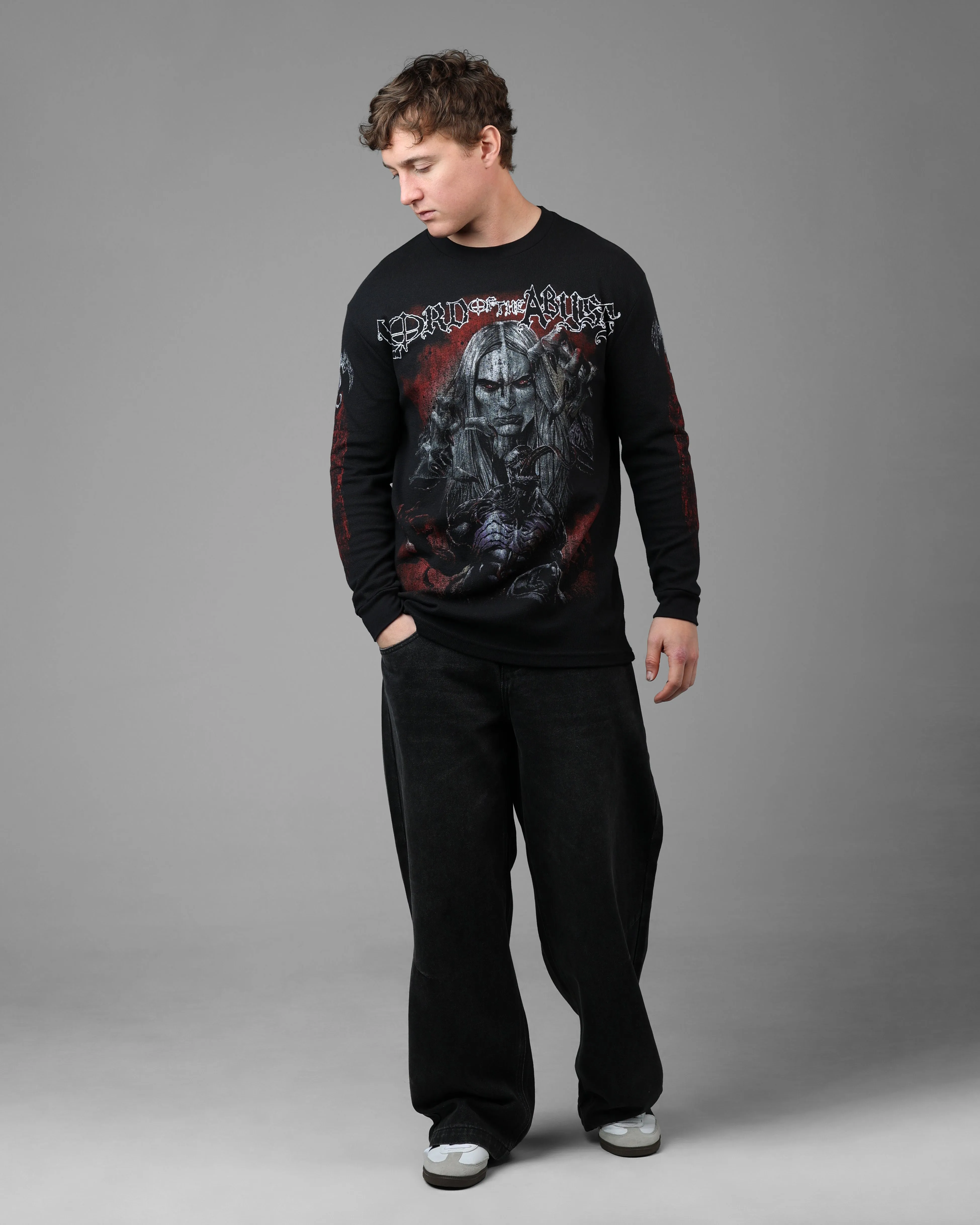 Loiter Marvel Knull Long Sleeve Waffle T-Shirt Black sold by Culture Kings product image thumbnail 3