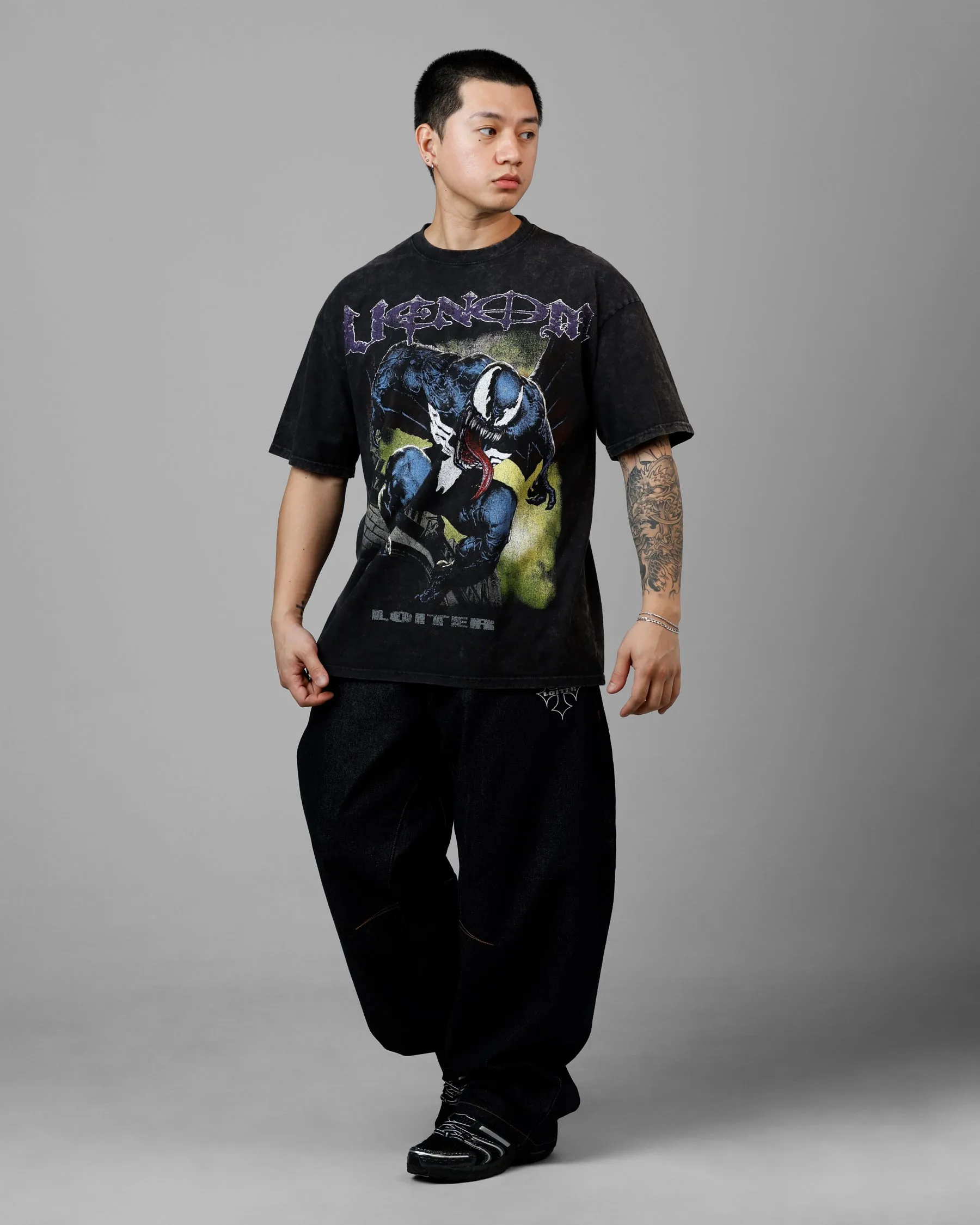 Loiter Marvel Venom Vintage T-Shirt Black Acidwash sold by Culture Kings product image thumbnail 3