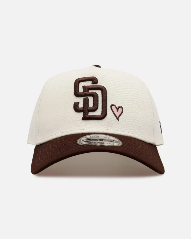 New Era San Diego Padres 'Pink Satin Hearts Walnut' 9FORTY A-Frame Snapback Chrome/Walnut sold by Culture Kings
