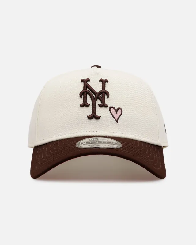 New Era New York Mets 'Pink Satin Hearts Walnut' 9FORTY A-Frame Snapback Chrome/Walnut sold by Culture Kings