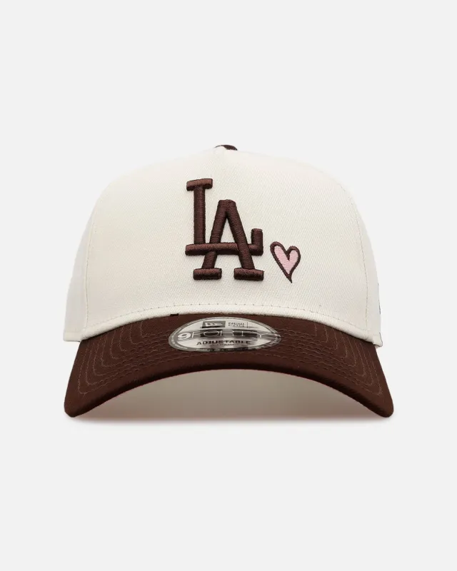 New Era Los Angeles Dodgers 'Pink Satin Hearts Walnut' 9FORTY A-Frame Snapback Chrome/Walnut made by New Era