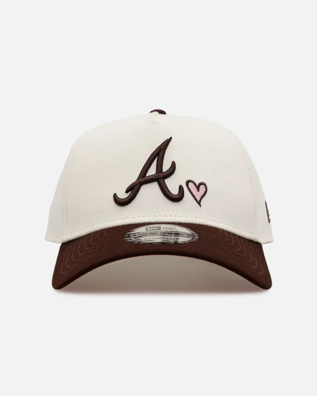 New Era Atlanta Braves 'Pink Satin Hearts Walnut' 9FORTY A-Frame Snapback Chrome/Walnut sold by Culture Kings