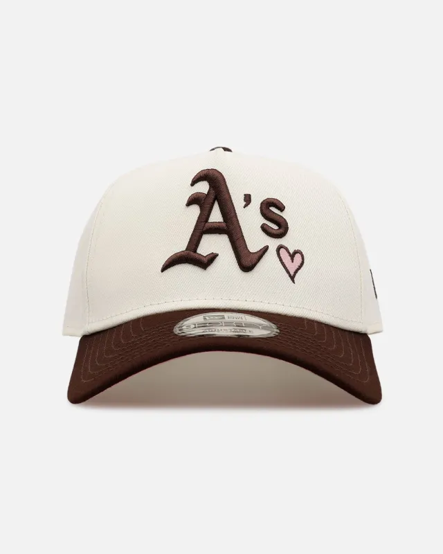 New Era Oakland Athletics 'Pink Satin Hearts Walnut' 9FORTY A-Frame Snapback Chrome/Walnut sold by Culture Kings