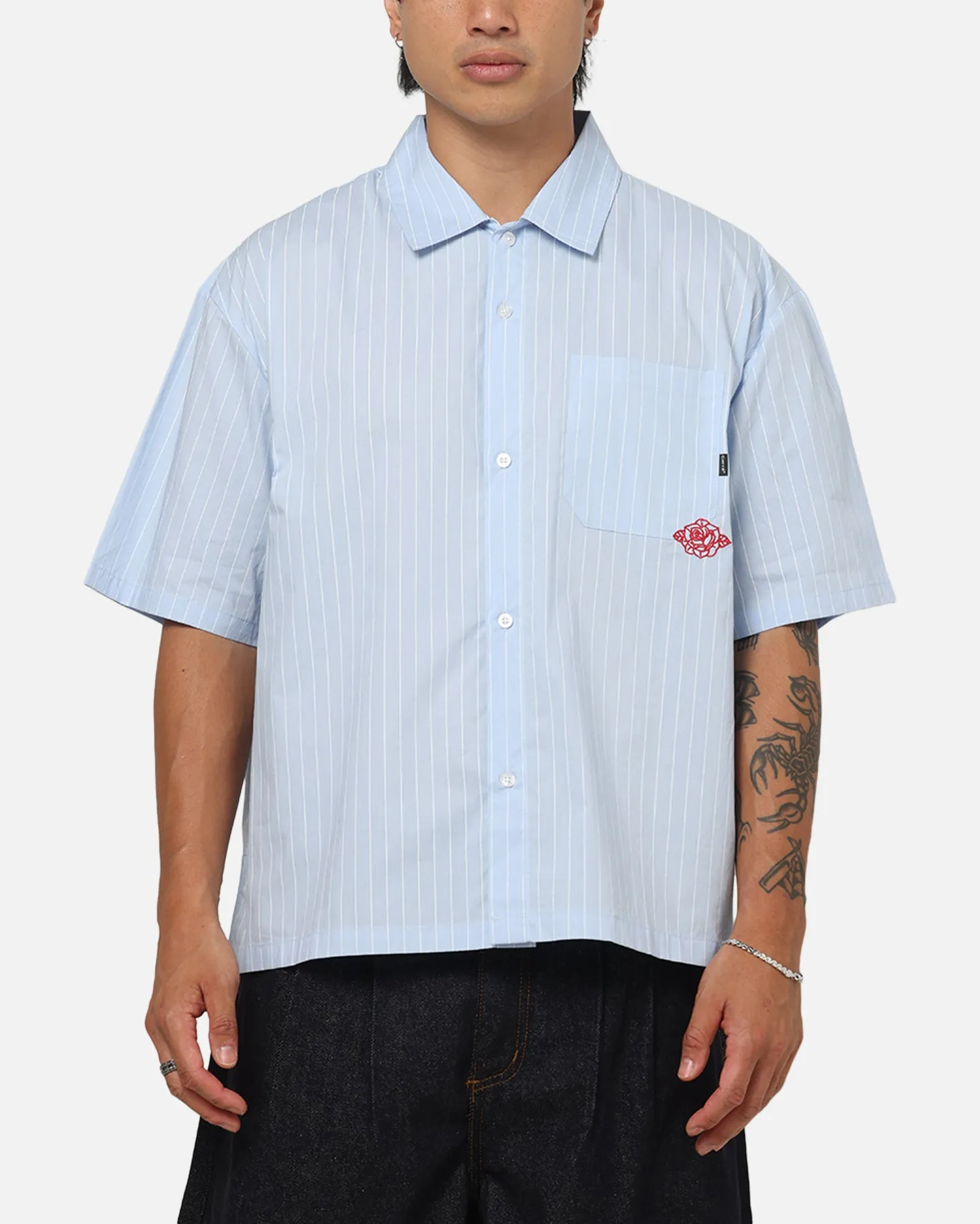 Carre Signature Rose Button Up Shirt Blue Pinstripe sold by Culture Kings